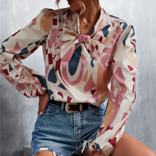 Fashionable Lace Vintage Printed Shirt for Women